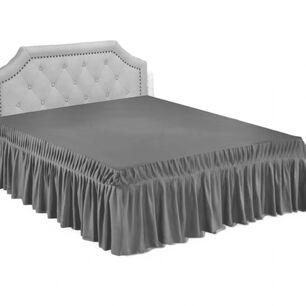 Faldon Para Cama De 2 Plazas Color Gris