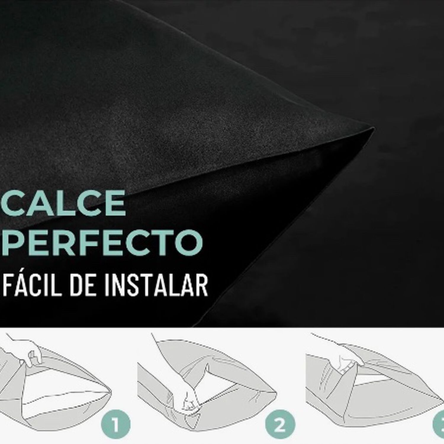 Funda Almohada Satin 76cm Negro image number 2.0