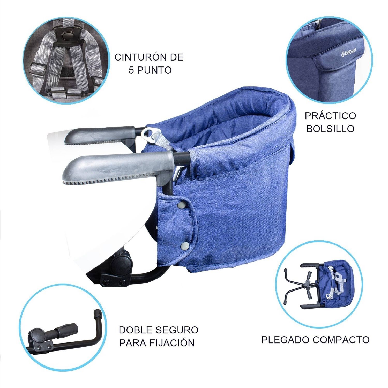Silla De Comer Eat & Bear Azul Sujeci&oacute;n De Mesa Portable image number 6.0