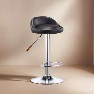 Silla Bar Altura Regulable Taburete Respaldo Negro