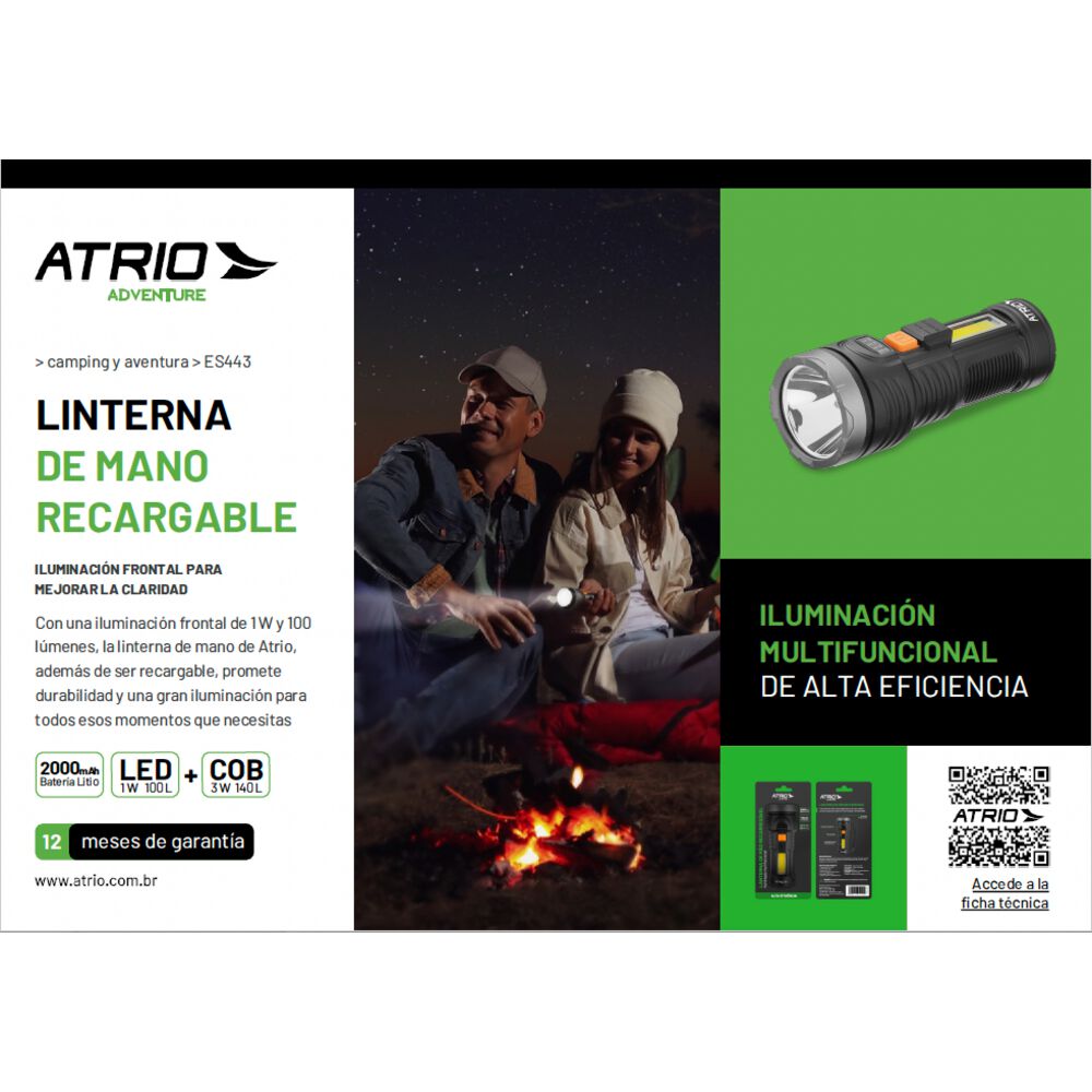 Linterna De Mano Recargable Led Atrio Es443 image number 4.0