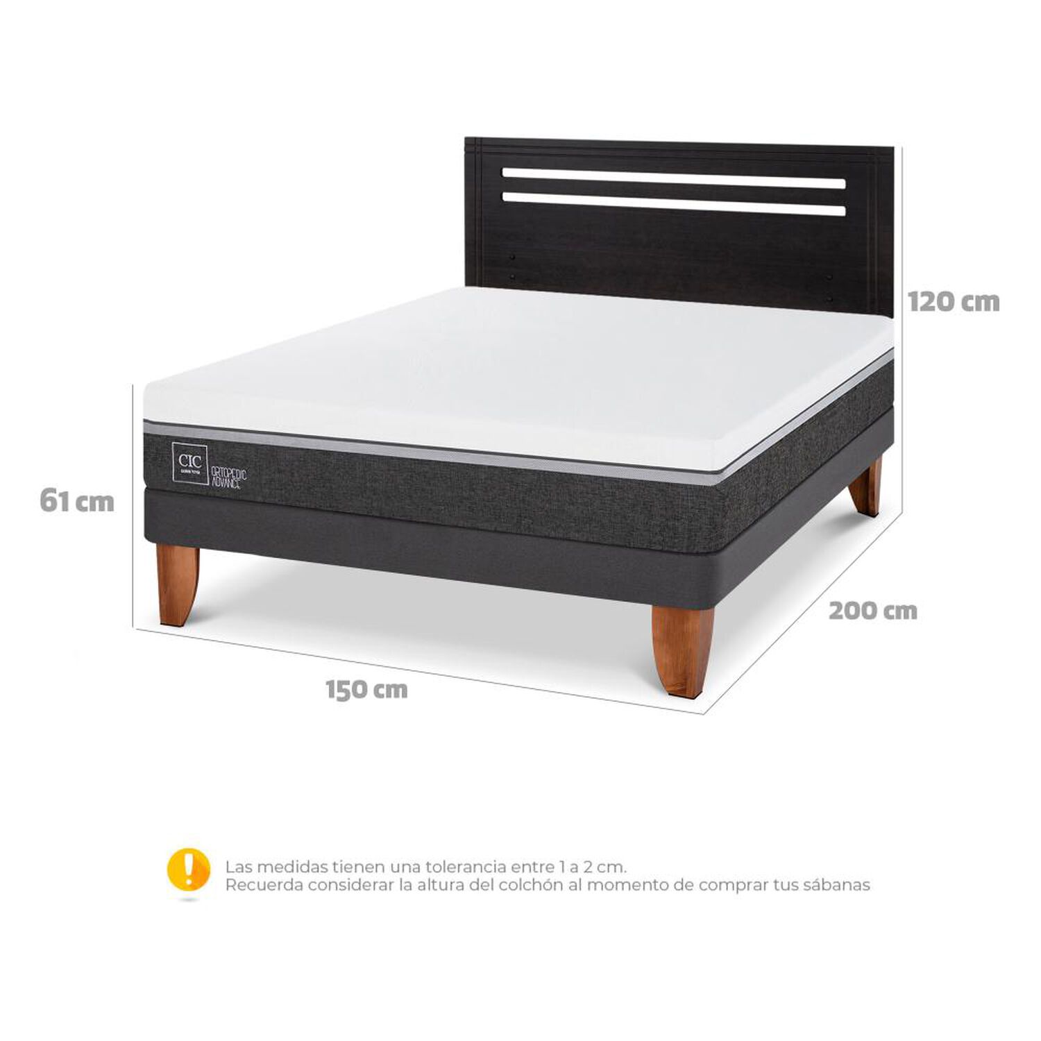 Cama Europea Cic Ortopedic Advance / 2 Plazas / Base Normal + Respaldo image number 5.0