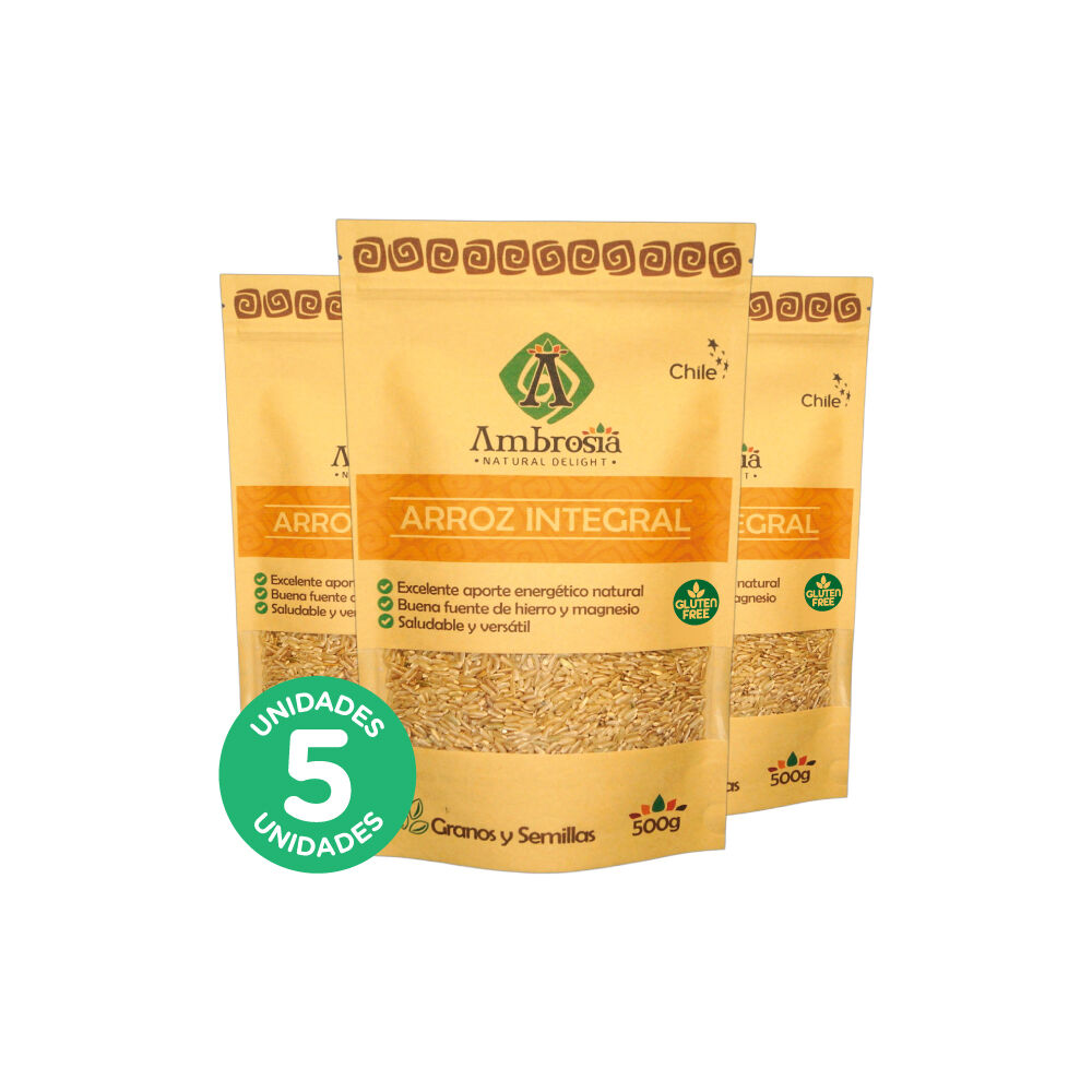 Pack 5, Arroz Integral Libre De Gluten Y Vegana 500gr image number 0.0