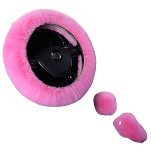 Kit Funda De Volante Pomo Freno Cinturon Reposabrazos Felpa