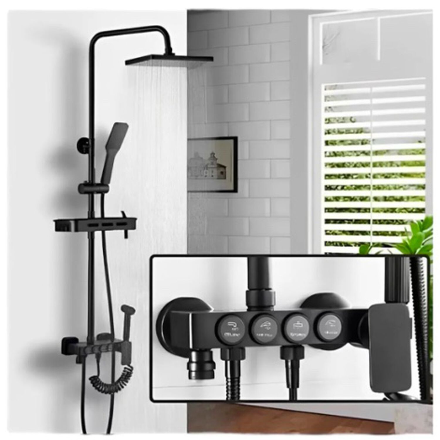 Grifos Ducha Empotrados Set Regadera Negro Para Ba&ntilde;o image number 0.0
