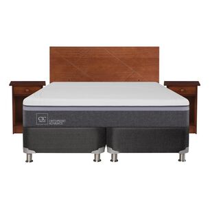 Box Spring Cic Ortopedic / 2 Plazas / Base Dividida + Set De Maderas
