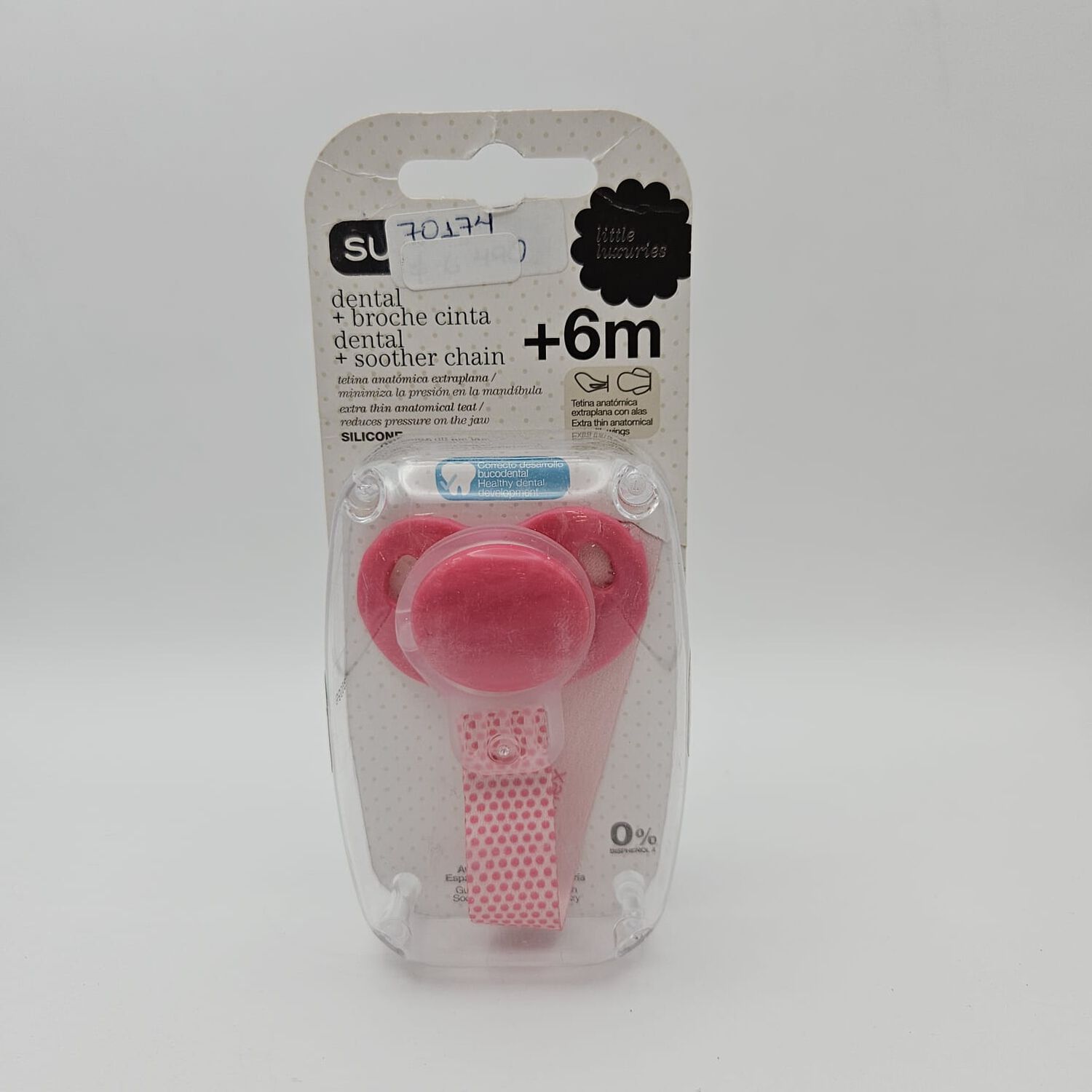 Chupete Dental Con Tetina Anat&oacute;mica Silicona + Broche +6m image number 0.0
