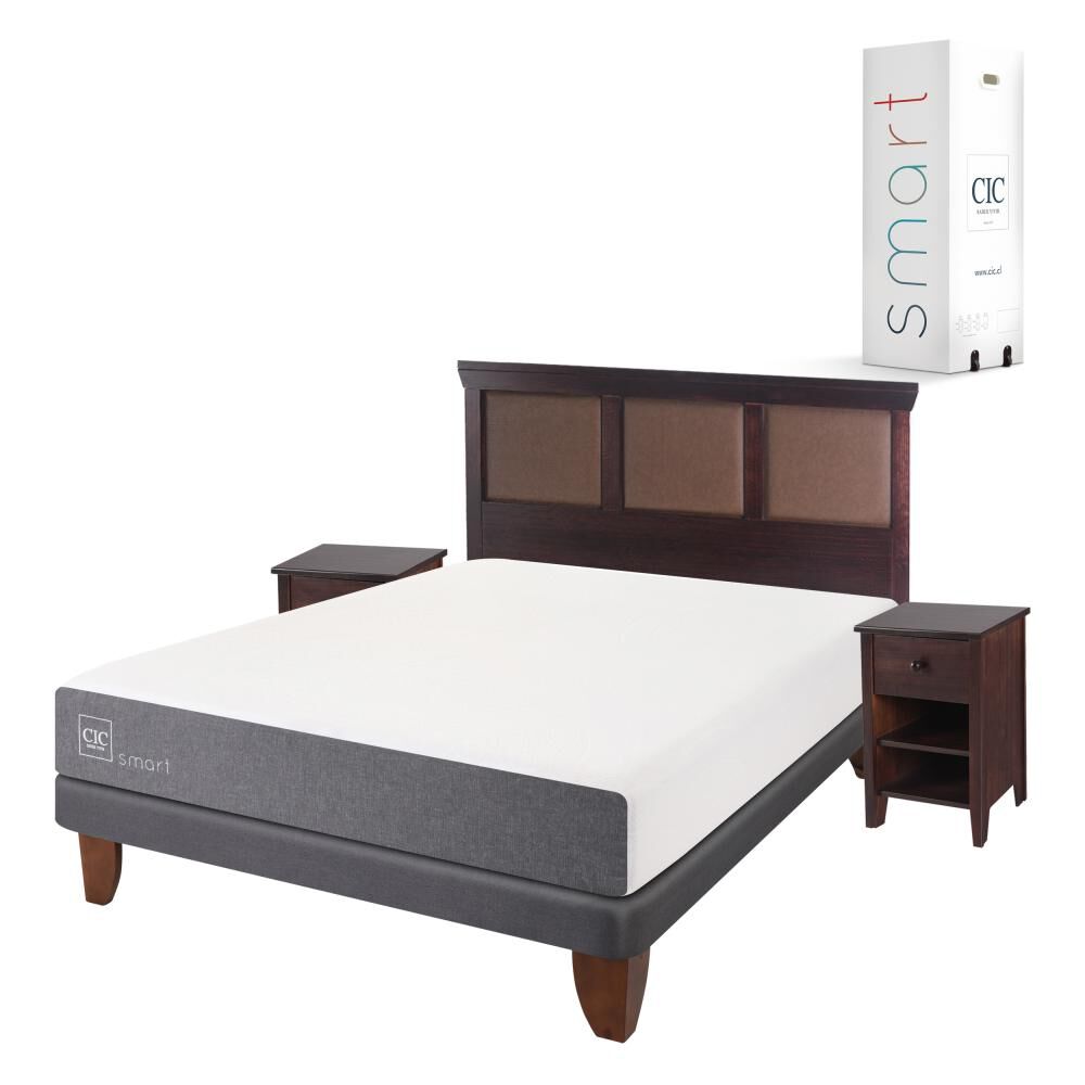 Cama Europea Cic Smart / 2 Plazas / Base Normal  + Set De Maderas image number 1.0