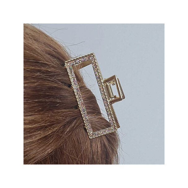 Traba Met&aacute;lica Garra Rectangular Brillo Para Cabello Brillo Tornasol