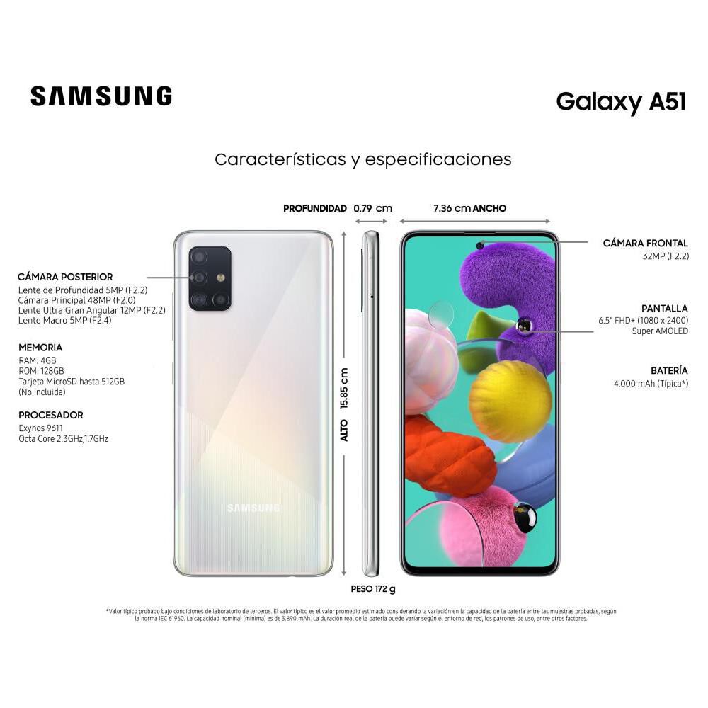 Smartphone Samsung Galaxy A51 Blanco / 128 Gb / Liberado image number 7.0
