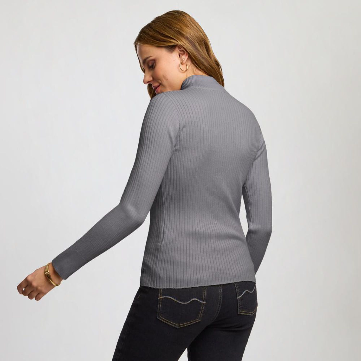 Sweater B&aacute;sico Acanalado Cuello Alto Mujer Kimera image number 1.0