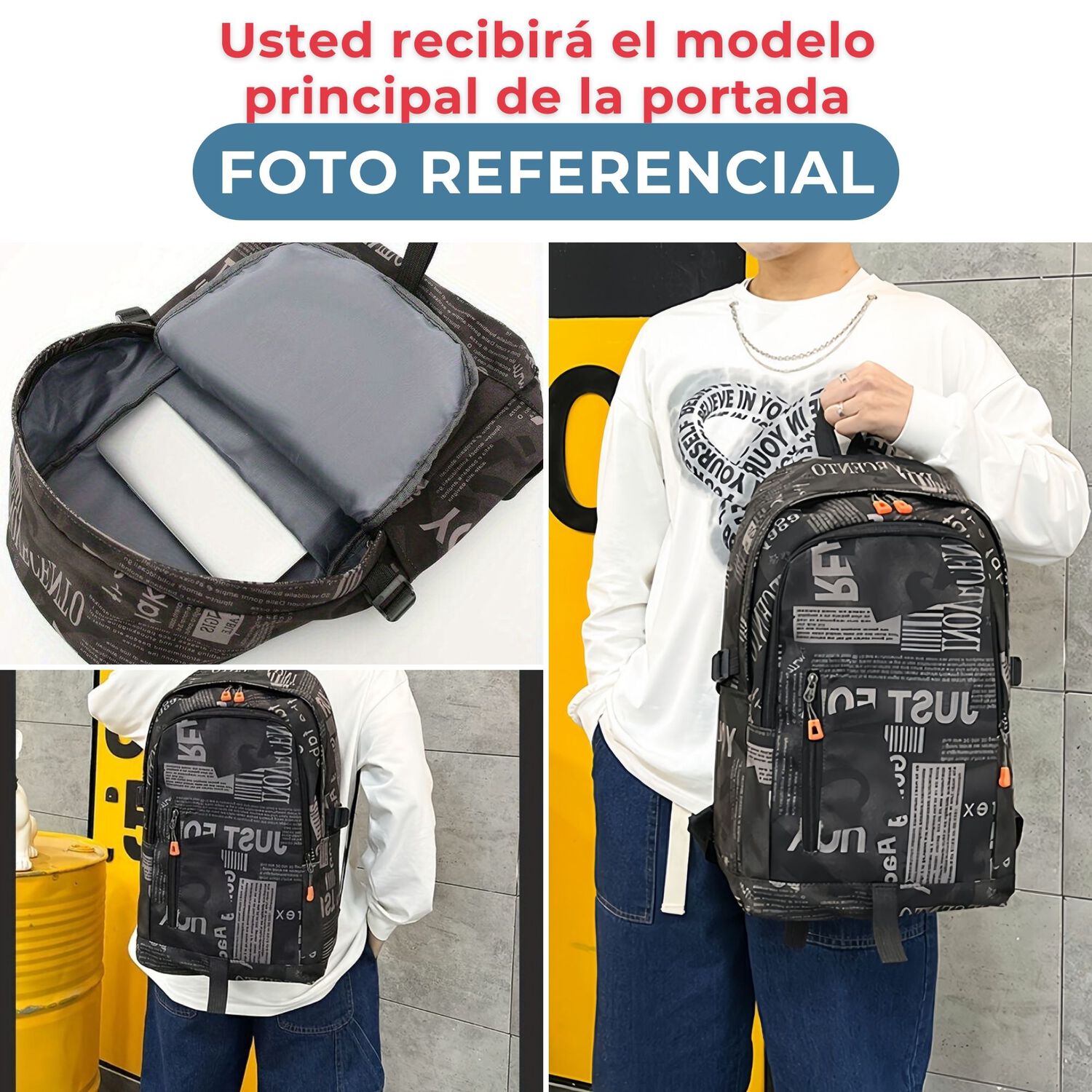 Pack Mochila Lonchera Estuche Grande 49cm Juvenil Y Escolar Grey image number 3.0