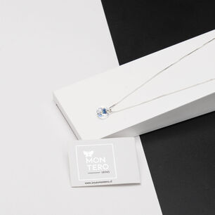 Collar Punto De Luz Plata Italiana 925 Y Cristal Genuino Aurora Boreal