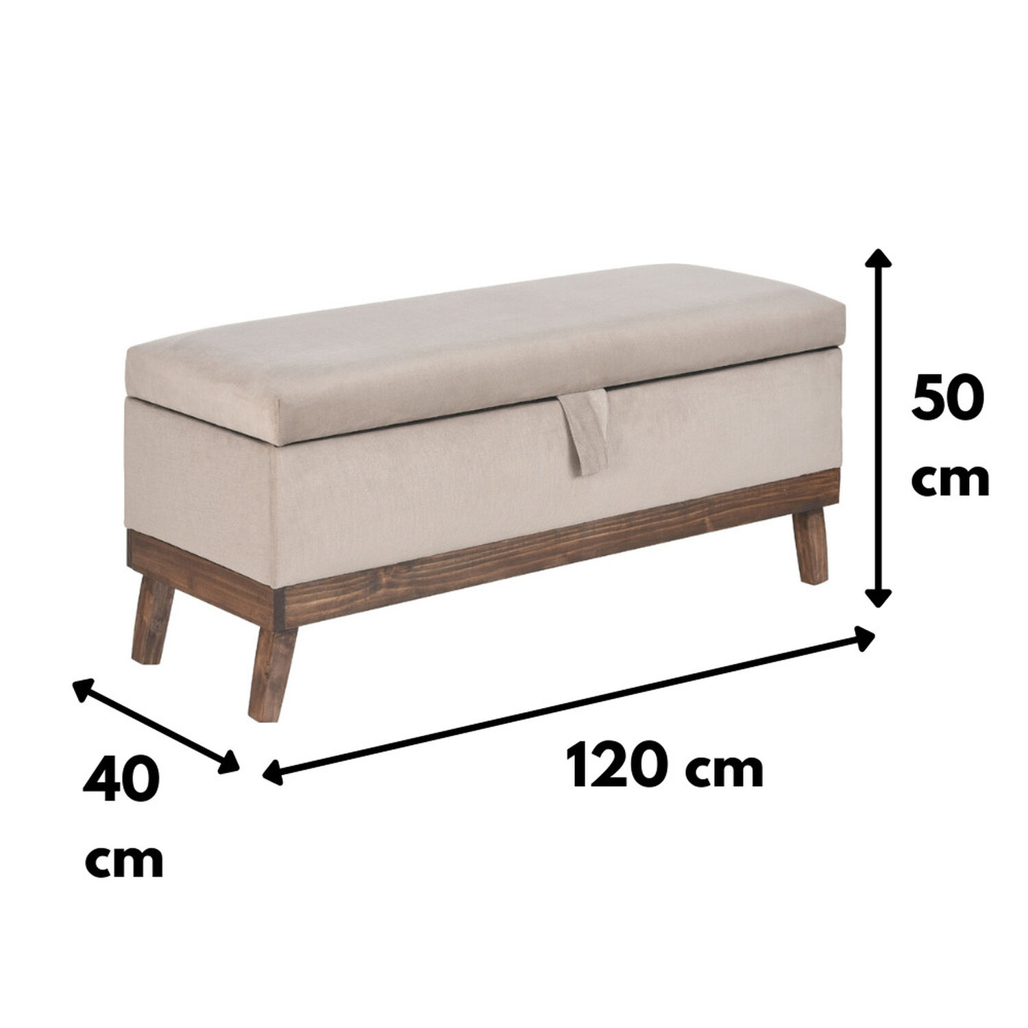 Banqueta Con Ba&uacute;l Incy Beige Felpa 120x40x50 Cm M&aacute;xima Design image number 3.0