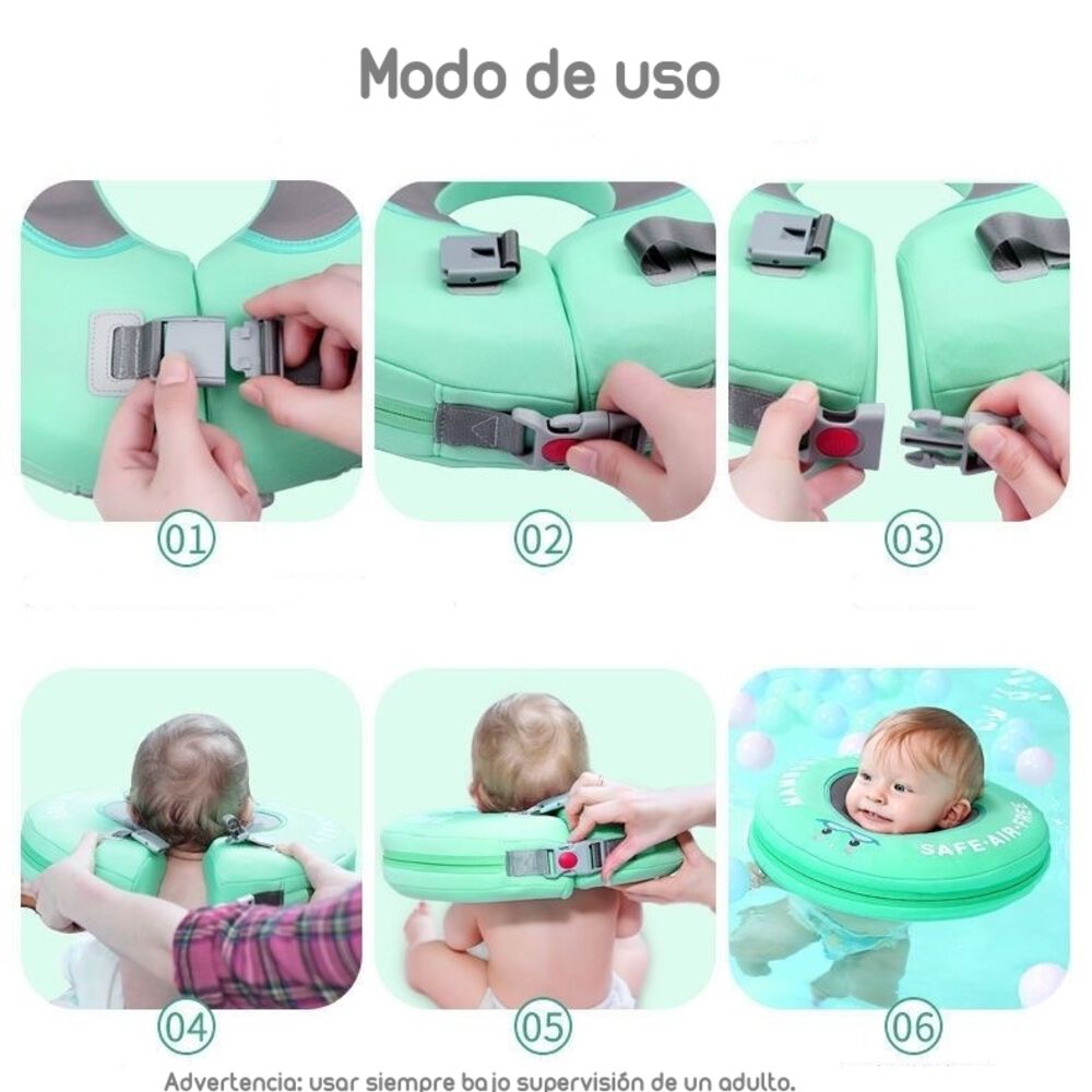 Flotador De Cuello Para Bebé Verde By Lubabycas image number 3.0