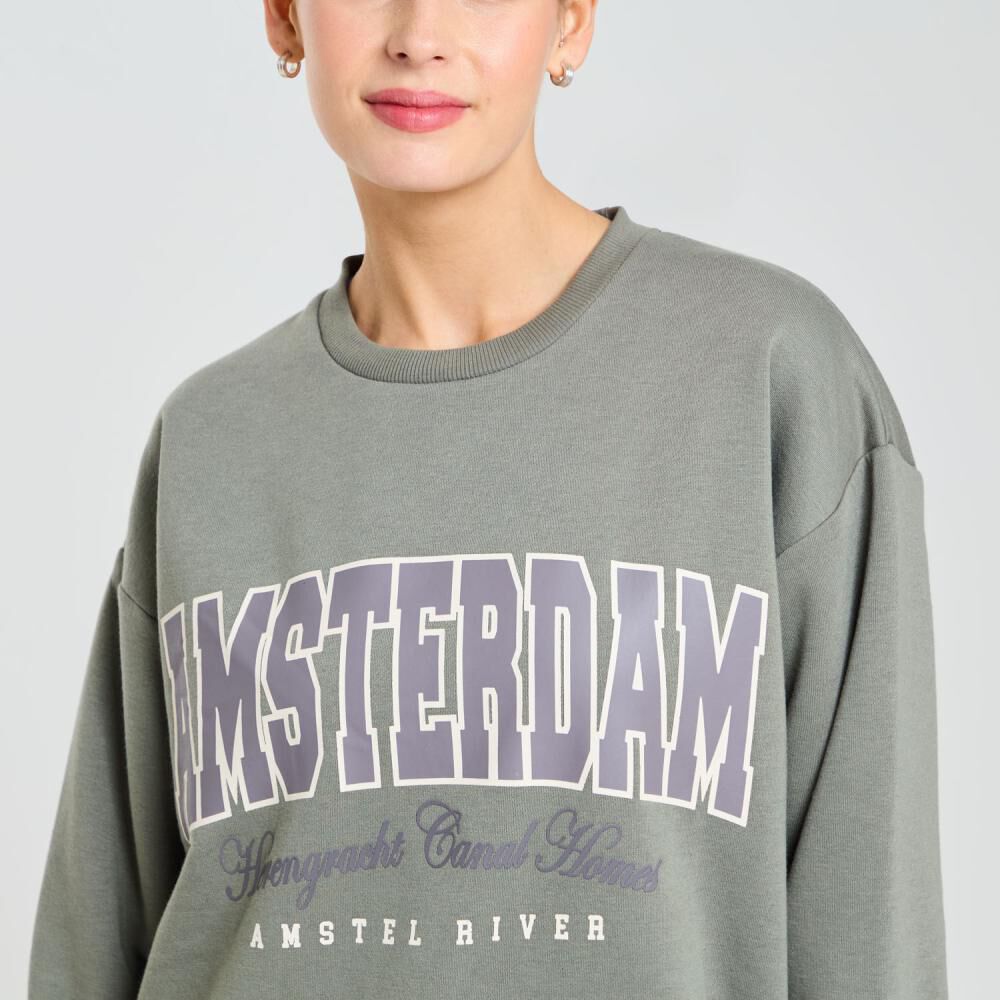 Polerón Deportivo Oversize Cuello Redondo Mujer Wetland image number 4.0