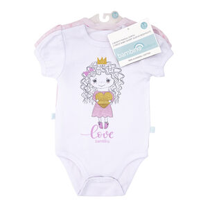 Set 2 Bodys Manga Corta Rosado Princesa Niña 3 - 6 Meses