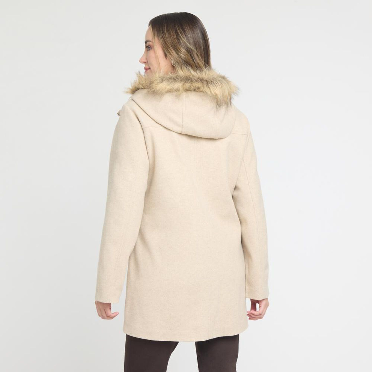 Abrigo Regular Cuello Alto Con Capucha Con Pelos Mujer Lesage image number 3.0