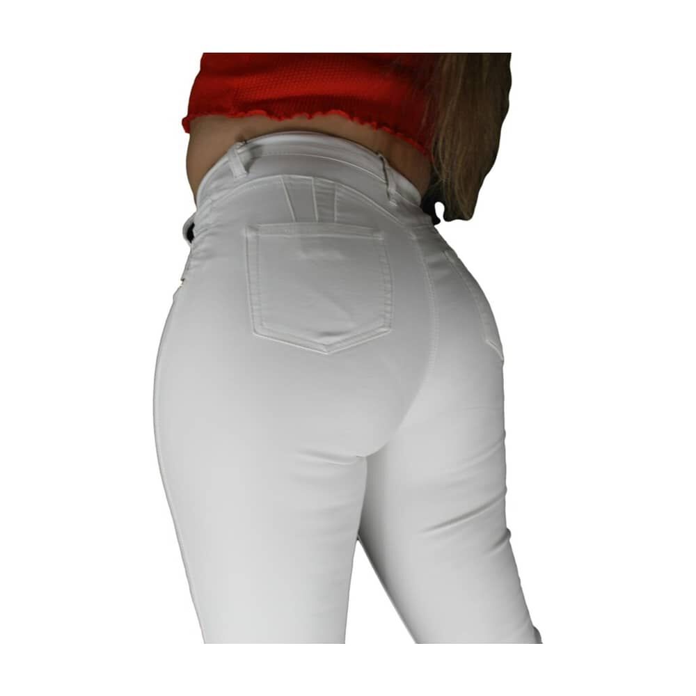 Pantal&oacute;n Ecocuero Mosaico Mujer Blanco Skinny 36-46 image number 2.0