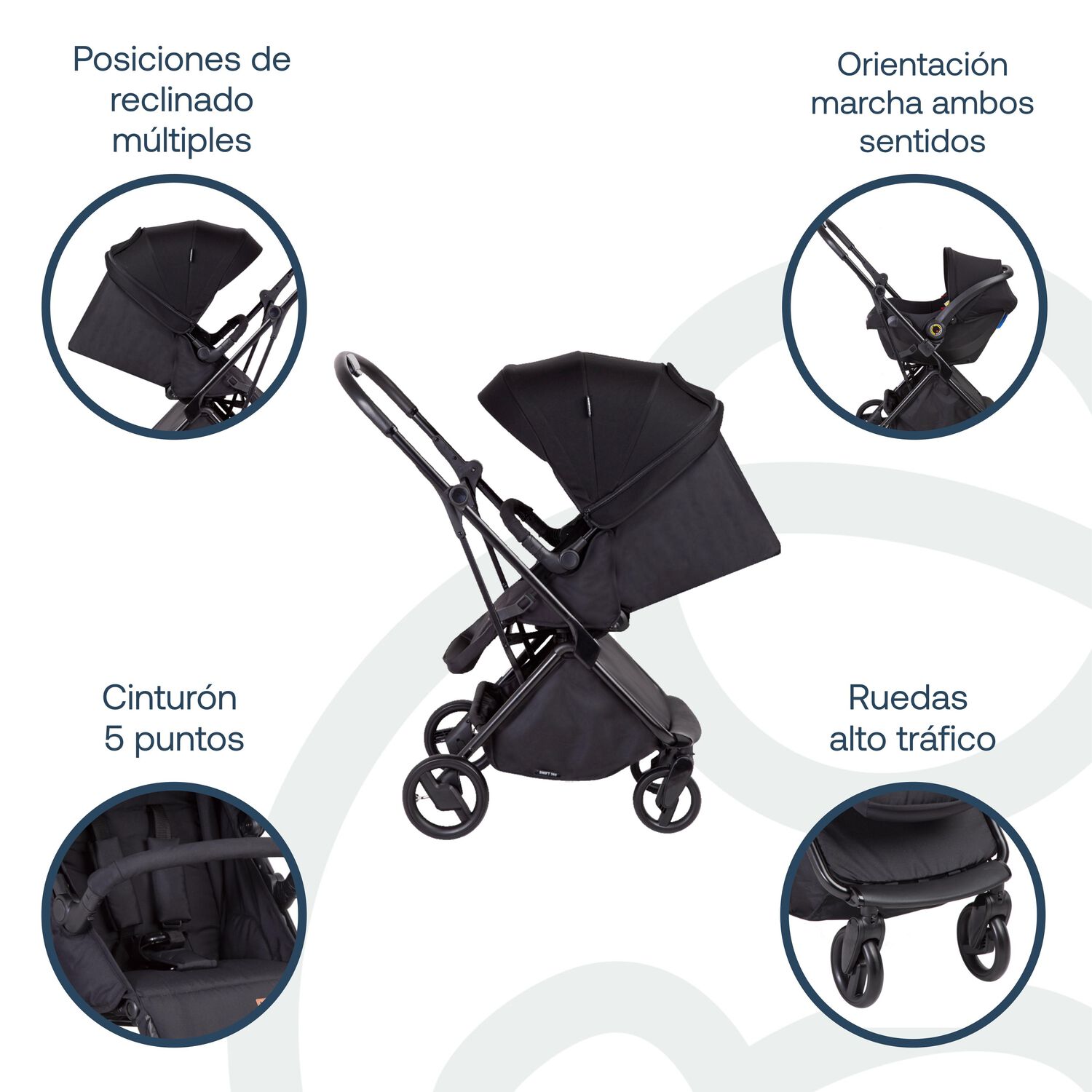 Coche Cuna Travel System Swift 360 Negro image number 2.0