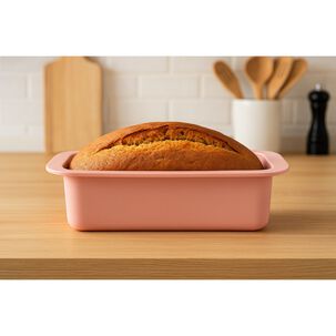 Molde De Silicona Queque Rectangular Rosado Para Hornear Pan