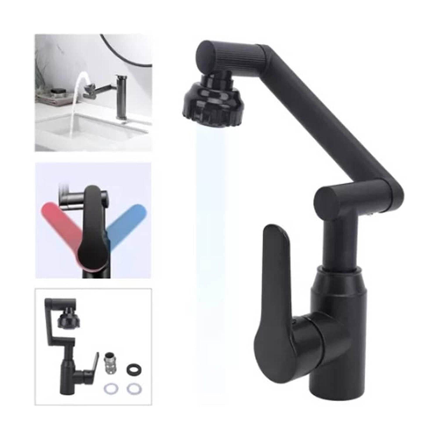 Llave Lavamanos Monomando Giratoria 360 Acero Inoxidable image number 0.0