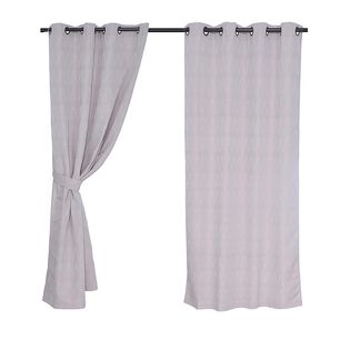 Set Cortinas Jacquard Argolla 140x220 Chevron Texturada Beig