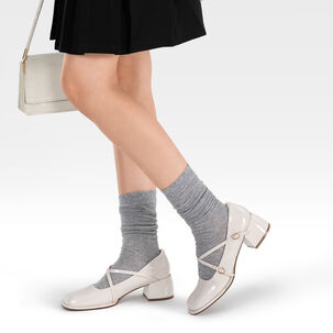 Zapato Mary Jane Beige Charol Elegante Mujer Weide Yl65