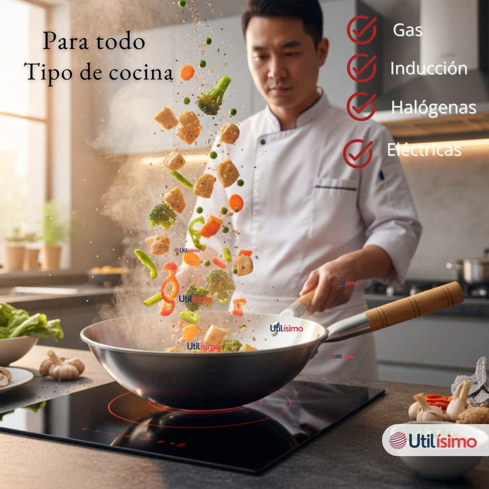 Sart&eacute;n Wok Tradicional Chino De 37cm Acero Al Carbono image number 6.0