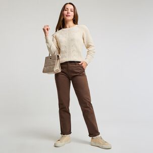 Sweater Básico Trenzado Manga Larga Cuello Redondo Mujer Geeps