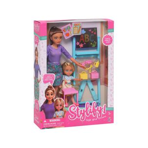 Mu&ntilde;eca Fashion 31 Cm Maestra Con Mu&ntilde;eca Beb&eacute; Y Set Happyline
