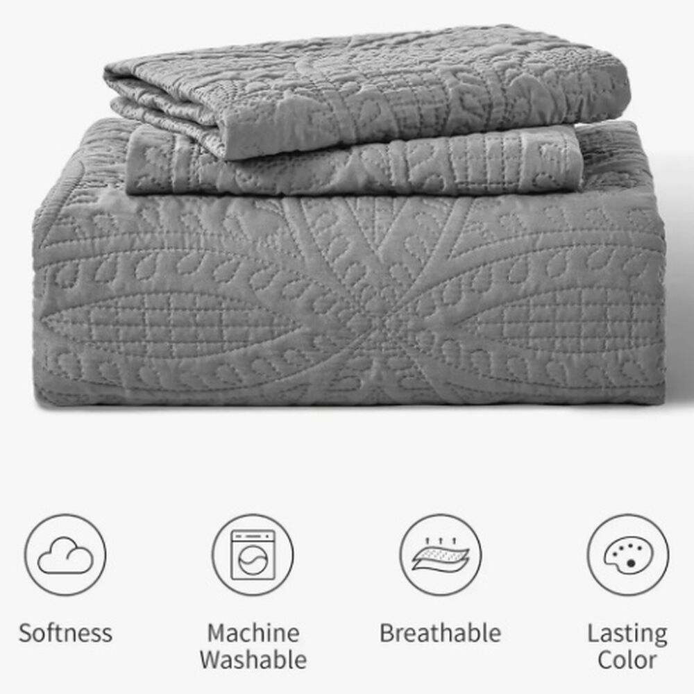 Cubrecama Quilt Reversible King Gris image number 1.0