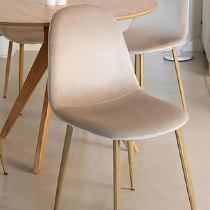 Silla Scoop Wood Velvet Beige