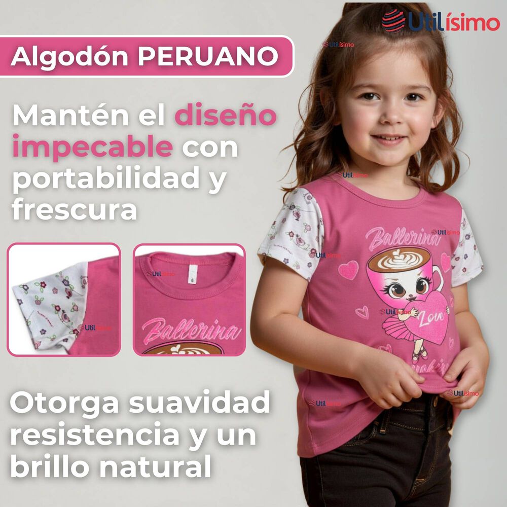 Polera Brainrots 100% Algod&oacute;n Manga Corta Ni&ntilde;a Tralalero Rosado Oscuro image number 1.0