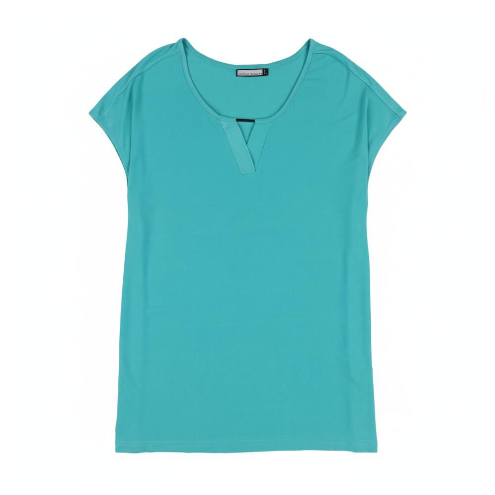 Polera Lisa Manga Corta Cuello V Mujer Lesage image number 0.0