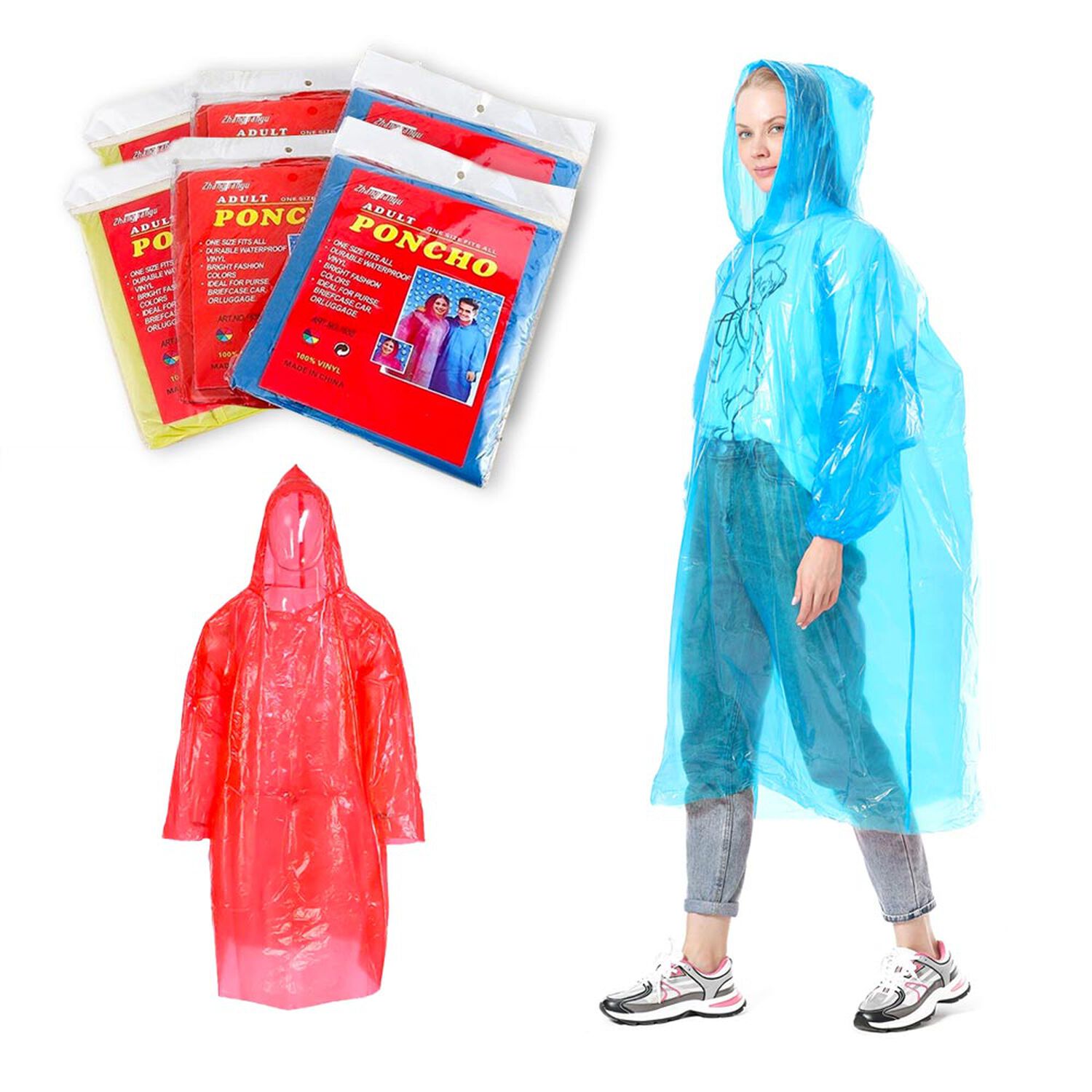 Set De 12 Ponchos Impermeables Capa De Agua Capas De Lluvia Colores Surtidos image number 1.0