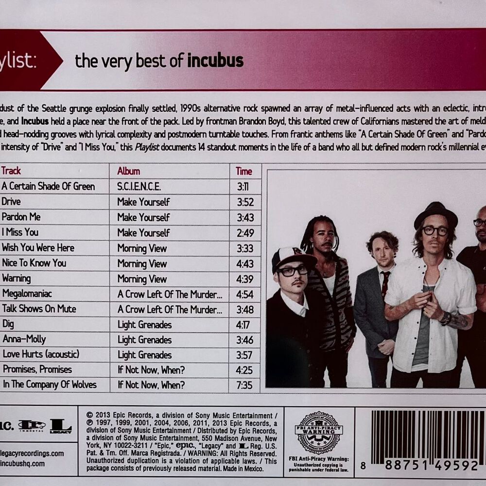 Incubus - Playlist: Very Best Of Incubus | Cd image number 0.0
