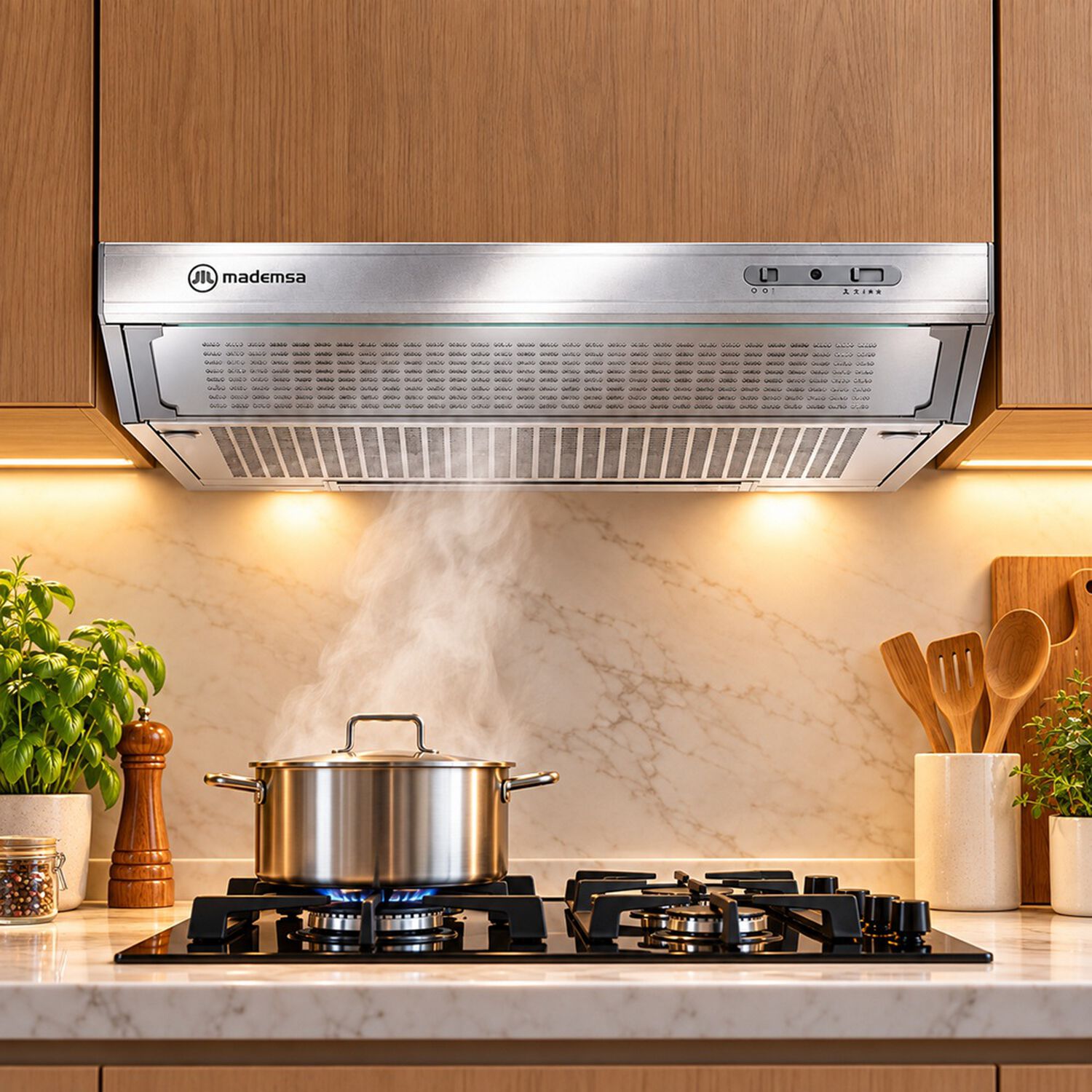 Campana De Cocina Extractora Mademsa 90 Cm Mx U190 Inox image number 2.0