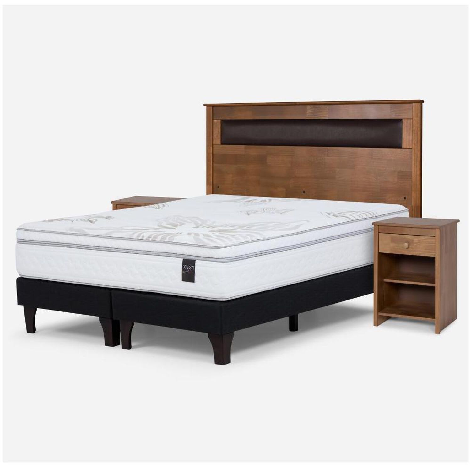 Cama Europea Rosen Art 4 / 2 Plazas / Base Dividida  + Set Maderas Ferrara image number 1.0