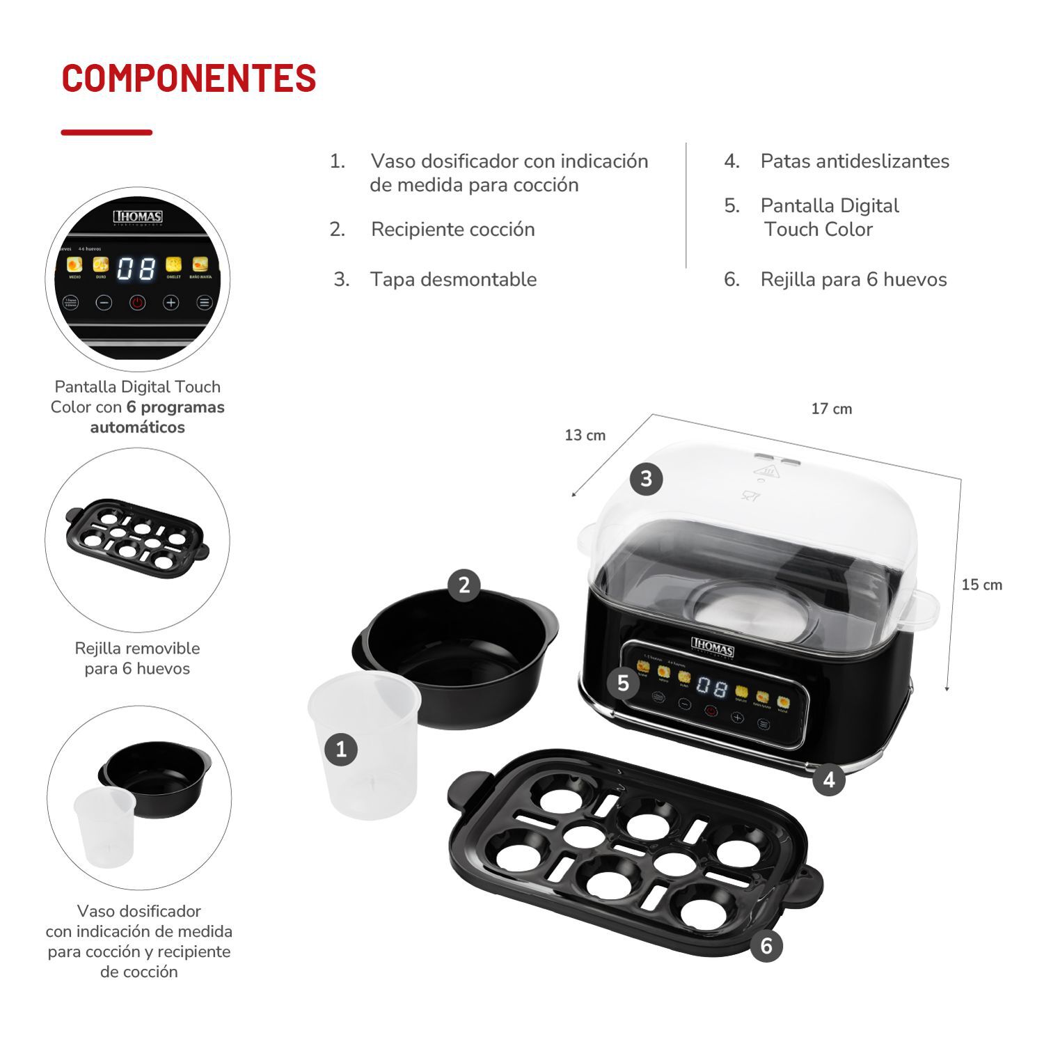 Cocedor De Huevos Thomas Th-85dc / 6 Huevos / 380 Watts image number 4.0