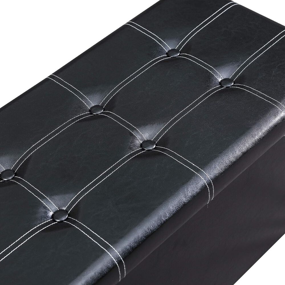 Banqueta Baul Puff Organizador Plegable Negro 76x38cm image number 3.0