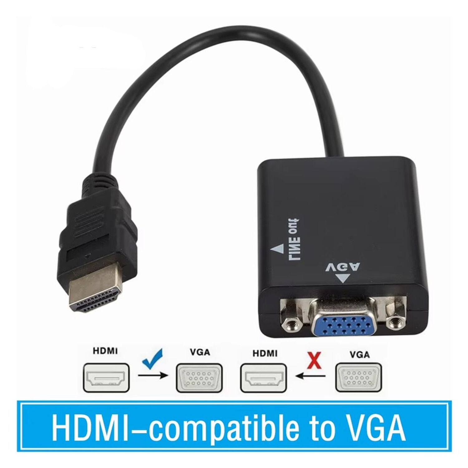 Adaptador Cable De Conversi&oacute;n Hdmi A Vga + Audio Hd image number 1.0