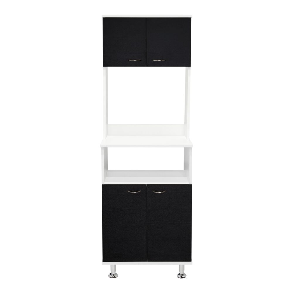 Mueble Microonad 4 Puertas Fm-011b Blanco Y Negro image number 5.0