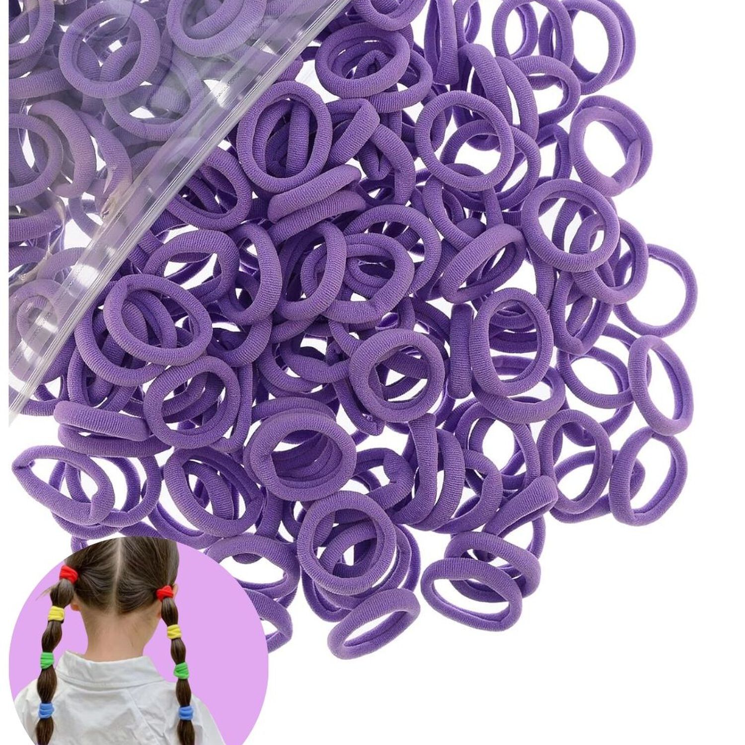 Set De 80 Mini Bandas O Colets El&aacute;sticas Para El Cabello Suaves Y Sin Costuras image number 1.0