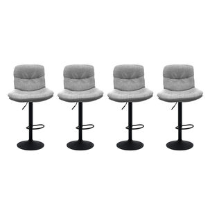 Pack 4 Silla De Bar Ajustable Base Negra Y Tela Estilo N&oacute;rdico