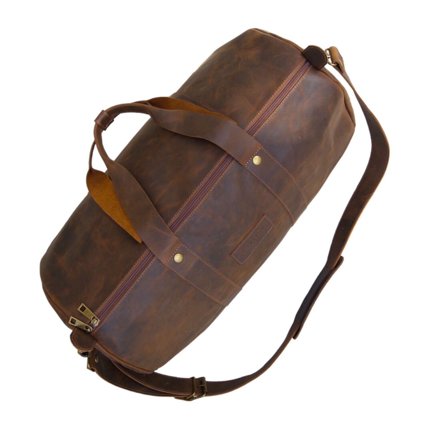 Bolso De Viaje De Cuero Cafe Tostado image number 2.0