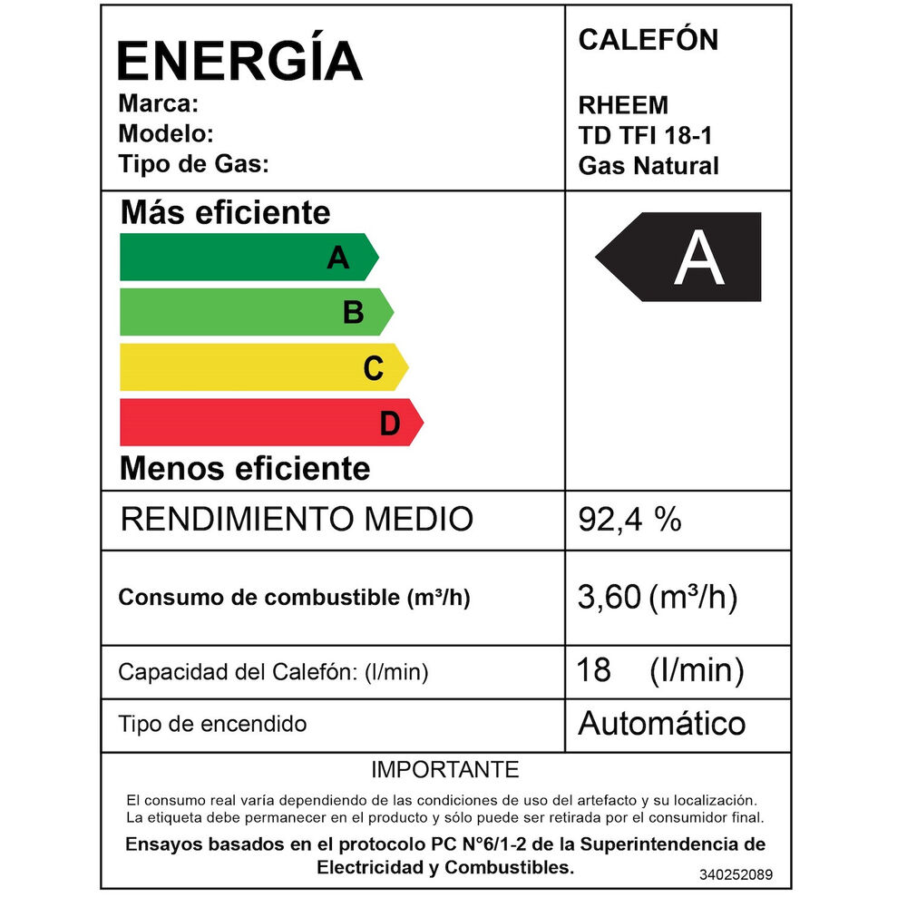 Calefont 18 L Gas Natural T Forzado + Control Digital Rheem image number 7.0