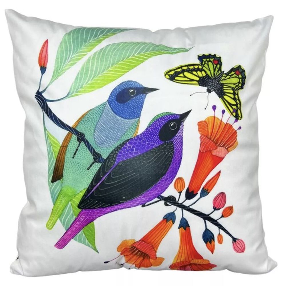 Funda Para Cojín Felpa Diseño Estampado Aves 45x45cm image number 0.0
