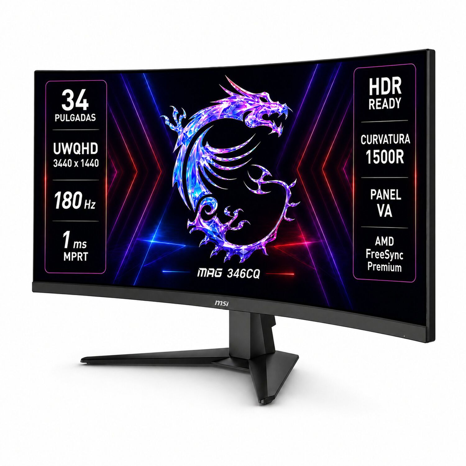 Monitor Gamer Msi 34" Curvo 180hz Ultra Flat 1ms 3440x1440px image number 5.0