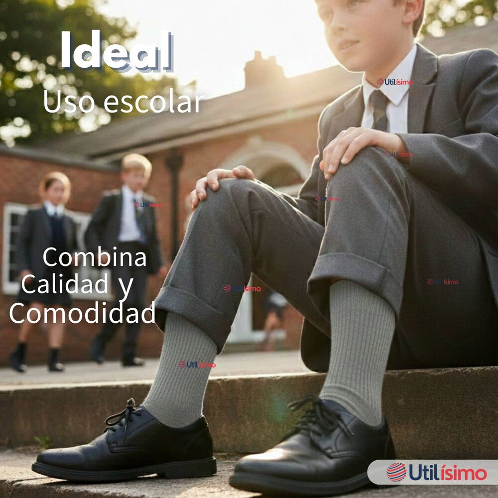 Pack 3 Calcet&iacute;nes Escolares Corto Bamb&uacute; Gris Ni&ntilde;o Juvenil image number 3.0